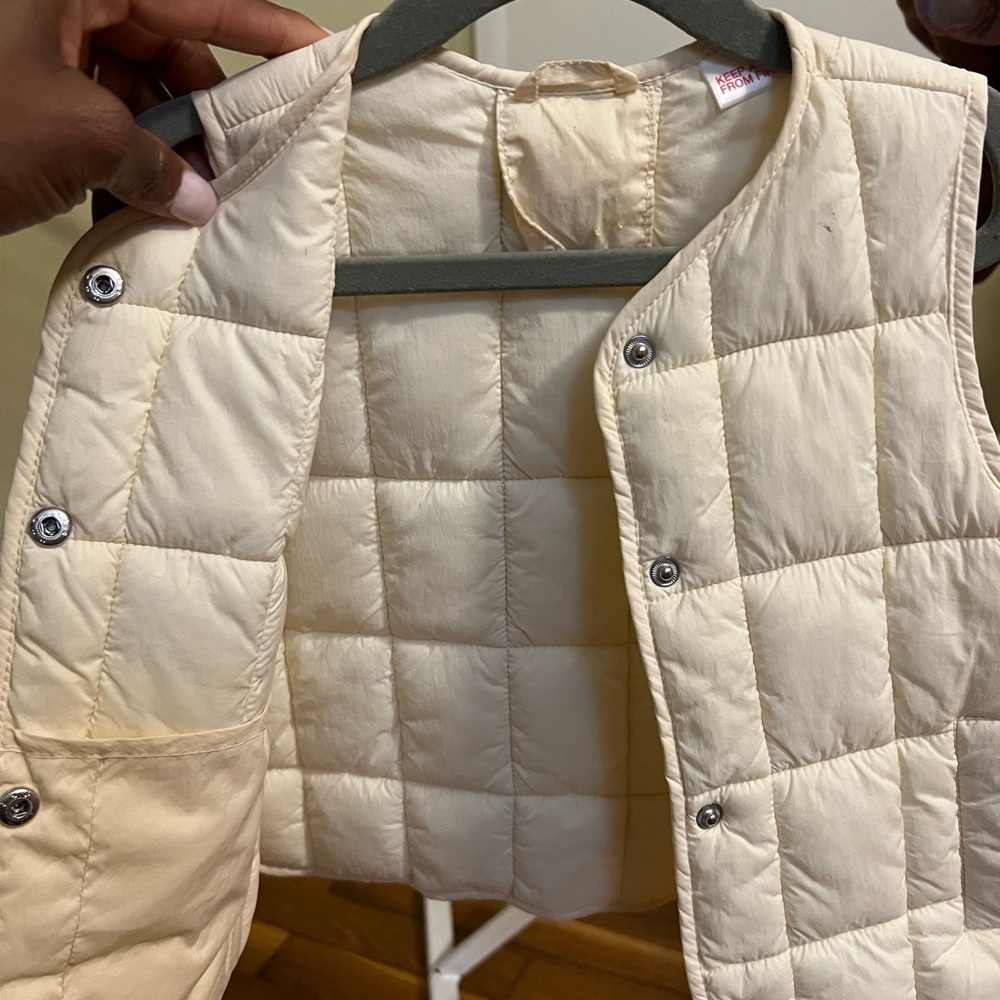 Zara Cream Quilted Puffer Vest